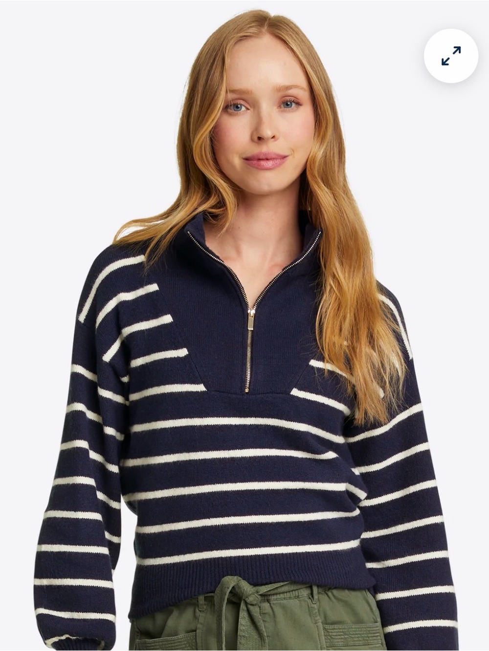 Quarter Zip Sweater in Mariner Stripe